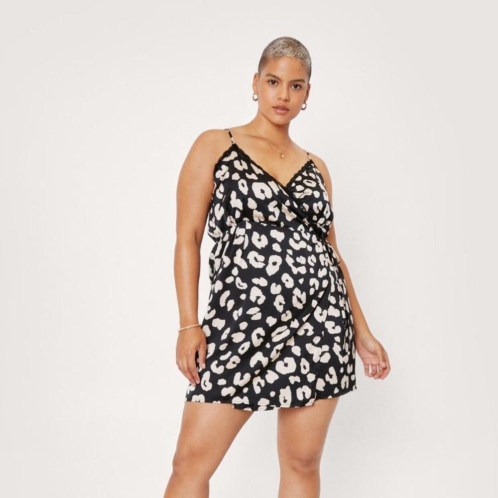Nasty Gal Plus Lace Trim Satin Mini Dress